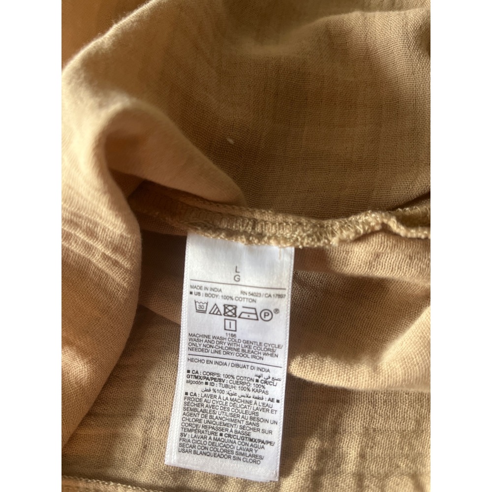 Old Navy Tan Beige Cotton Gauze Tie Back Sleeveless Midi Dress Large NWT - Picture 9 of 9